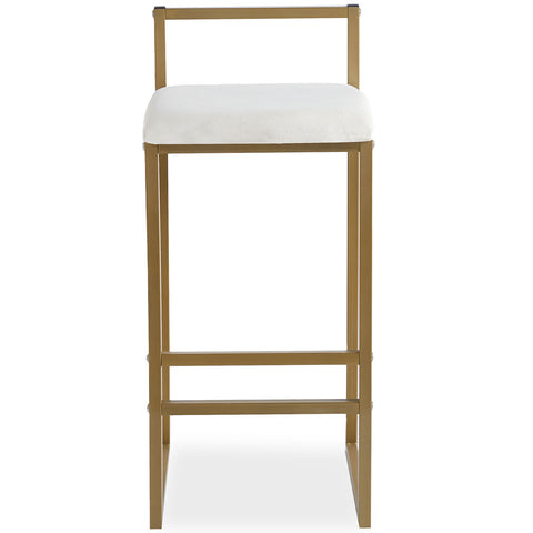 Tabouret de bar Brillo en métal or et velours crème