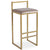 Tabouret de bar en métal doré et velours taupe