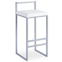 Tabouret de bar en métal argent et velours blanc