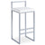 Tabouret de bar en métal argent et velours blanc