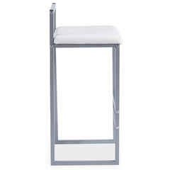 Tabouret de bar en métal Drakkar Argent et Velours Blanc