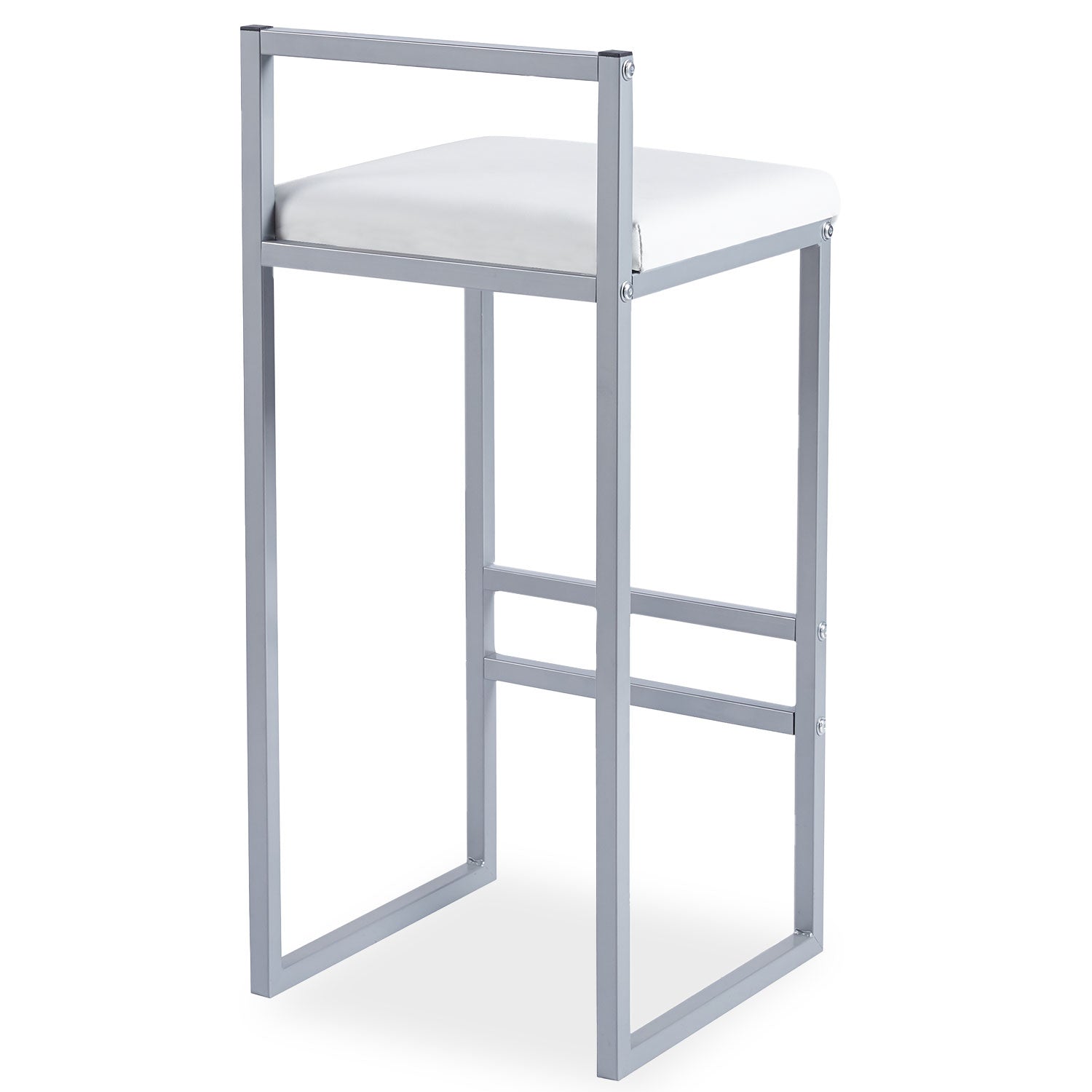 Tabouret de bar en métal Drakkar Argent et Velours Blanc