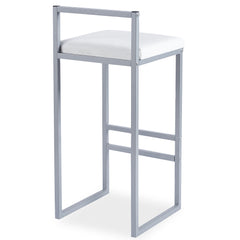 Tabouret de bar en métal Drakkar Argent et Velours Blanc