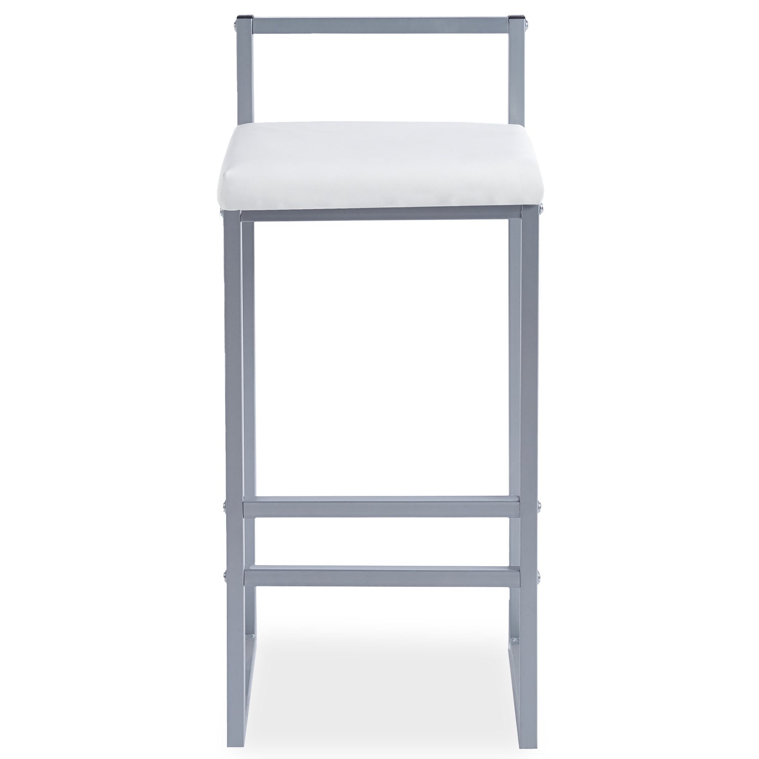 Tabouret de bar en métal Drakkar Argent et Velours Blanc