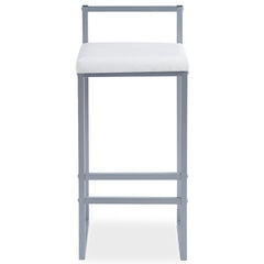 Tabouret de bar en métal Drakkar Argent et Velours Blanc