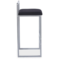 Tabouret de bar en métal Drakkar Argent et Velours Noir