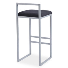Tabouret de bar en métal Drakkar Argent et Velours Noir