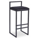 Tabouret de bar en métal noir et velours noir
