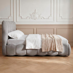 Lit-coffre design boule Bilbola avec sommier relevable 160x200cm Velours Gris