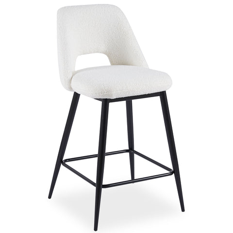 Lot de 2 chaises de bar en métal noir Brady et tissu bouclette crème