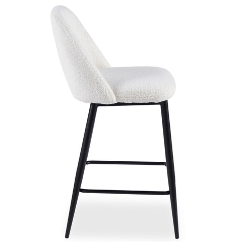 Lot de 2 chaises de bar en métal noir Brady et tissu bouclette crème