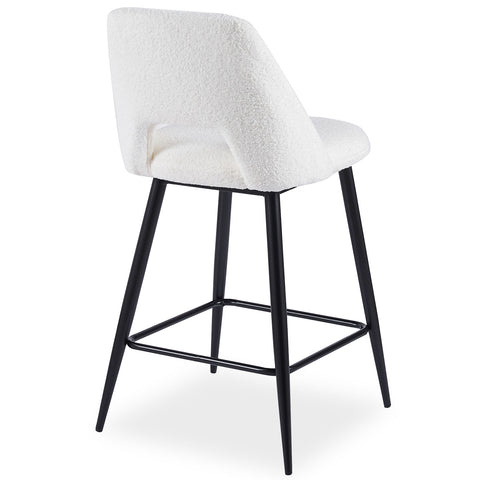 Lot de 2 chaises de bar en métal noir Brady et tissu bouclette crème