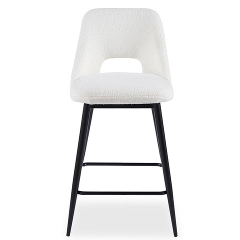 Lot de 2 chaises de bar en métal noir Brady et tissu bouclette crème