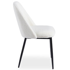 Lot de 4 chaises Ecuador Métal Noir et Tissu bouclette Crème