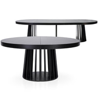 Table à rallonges noire avec pied central stable