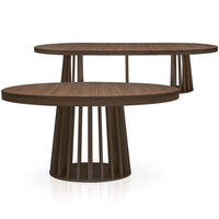 Table à rallonges ovale en bois noisette
