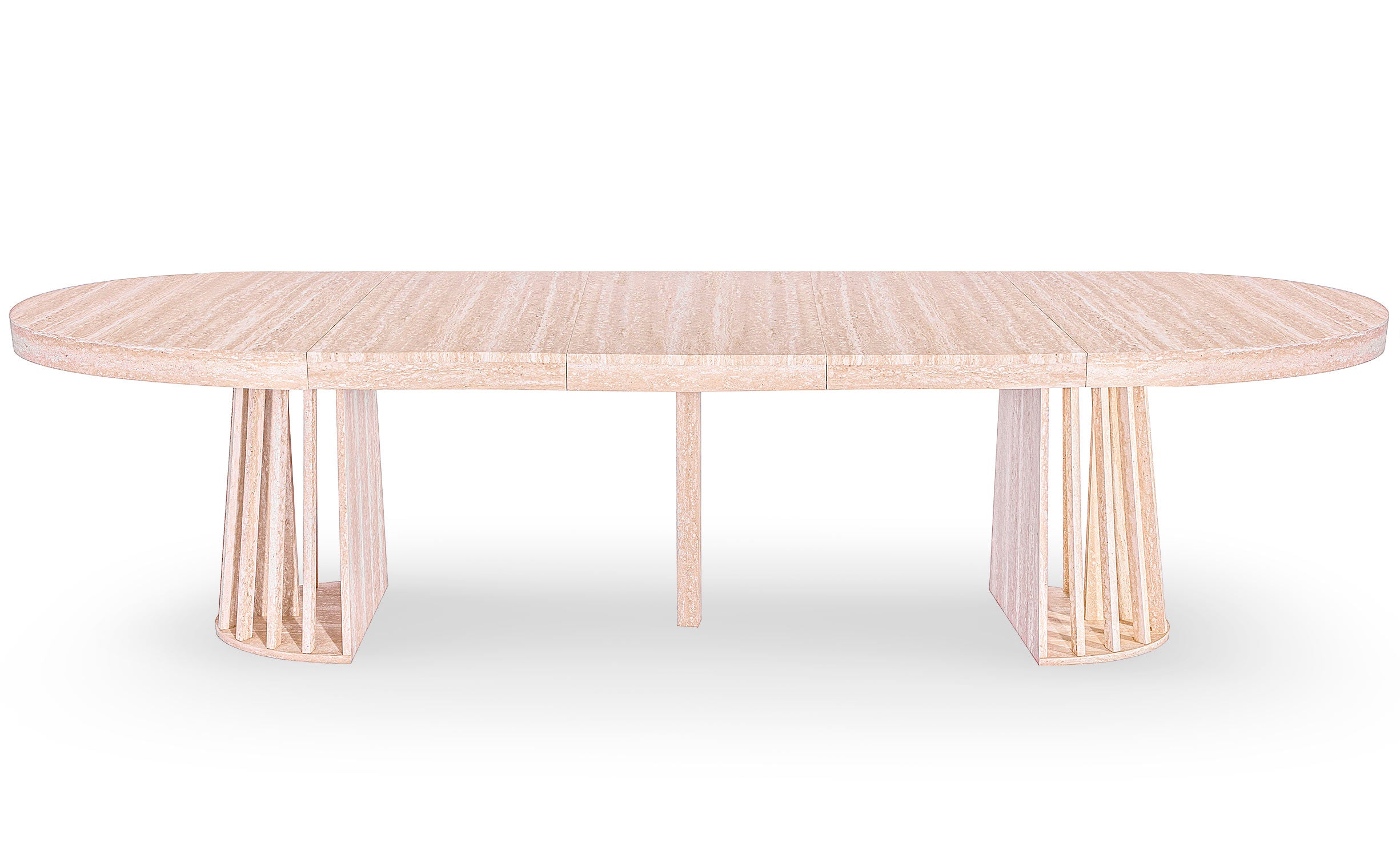 Table ovale extensible 150-300cm Eliza Effet Travertin Beige