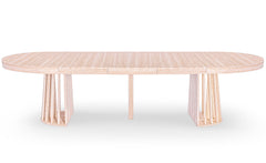 Table ovale extensible 150-300cm Eliza Effet Travertin Beige