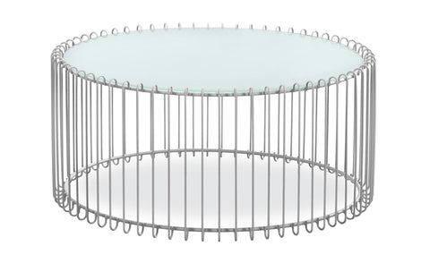 Ensemble de 2 tables basses Universe Verre Blanc et Métal Gris