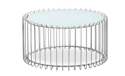 Ensemble de 2 tables basses Universe Verre Blanc et Métal Gris