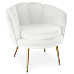 Fauteuil moderne en velours blanc à forme arrondie
