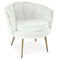 Fauteuil moderne en velours blanc à forme arrondie