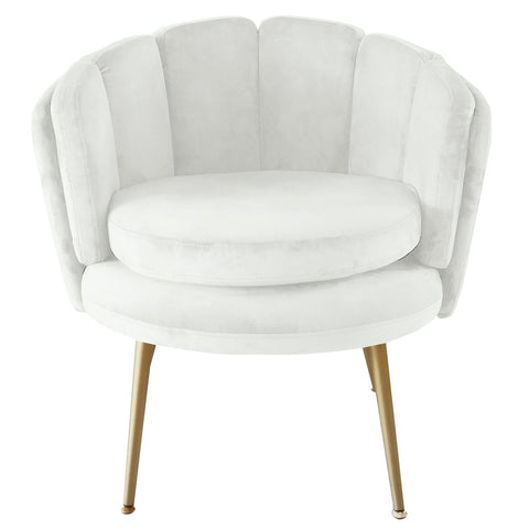 Fauteuil arrondi Brenda Velours Blanc