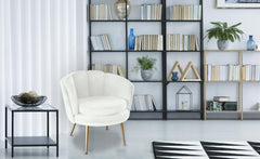 Fauteuil arrondi Brenda Velours Blanc