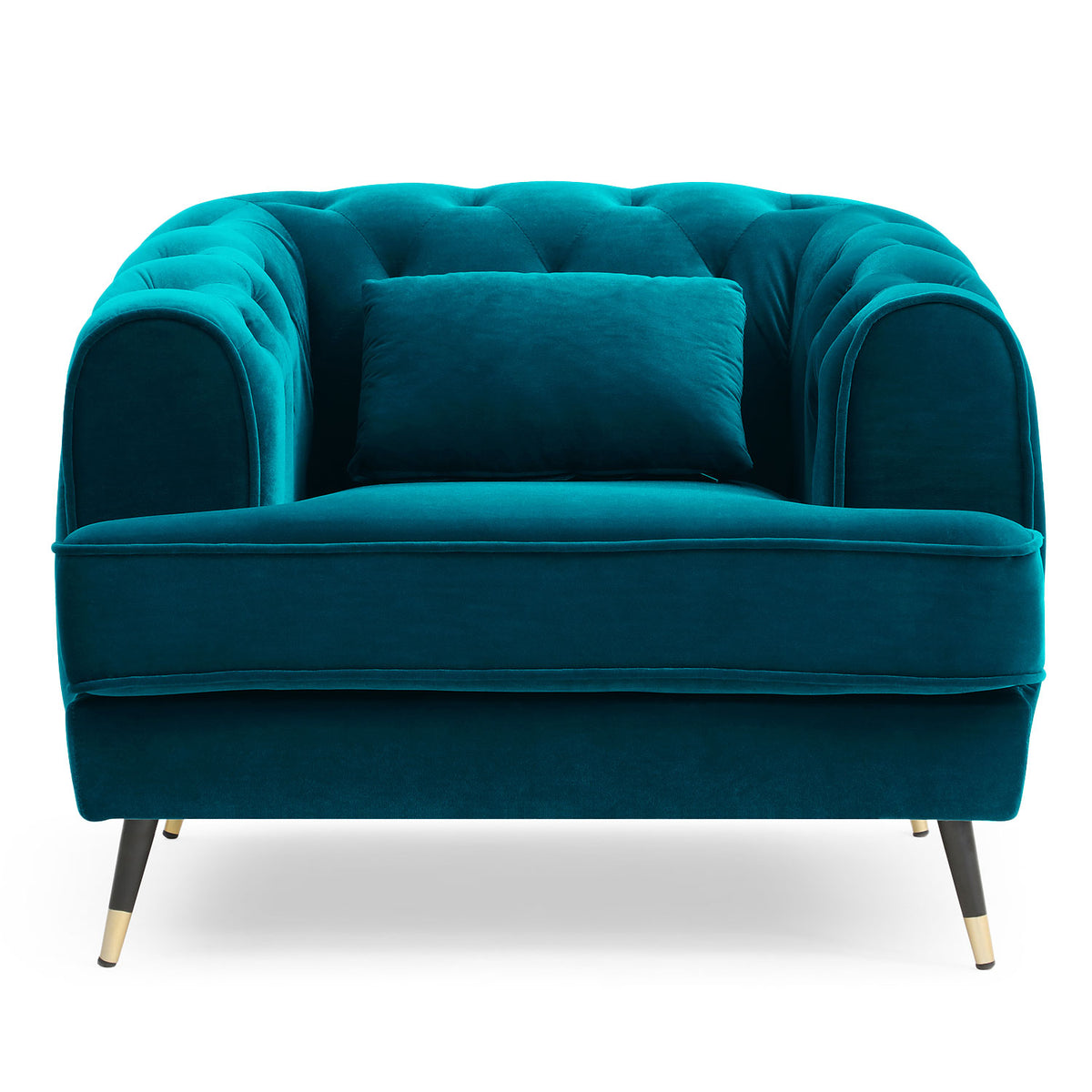 Sillón capitoné Banola terciopelo azul petróleo estilo tocador