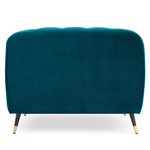 Sillón capitoné Banola terciopelo azul petróleo estilo tocador