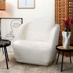 Fauteuil Baya tissu effet peau de mouton crème