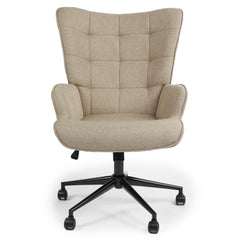 Fauteuil de bureau à dossier haut Beaso tissu taupe clair