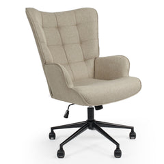 Fauteuil de bureau à dossier haut Beaso tissu taupe clair