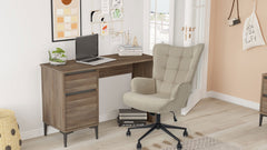Fauteuil de bureau à dossier haut Beaso tissu taupe clair