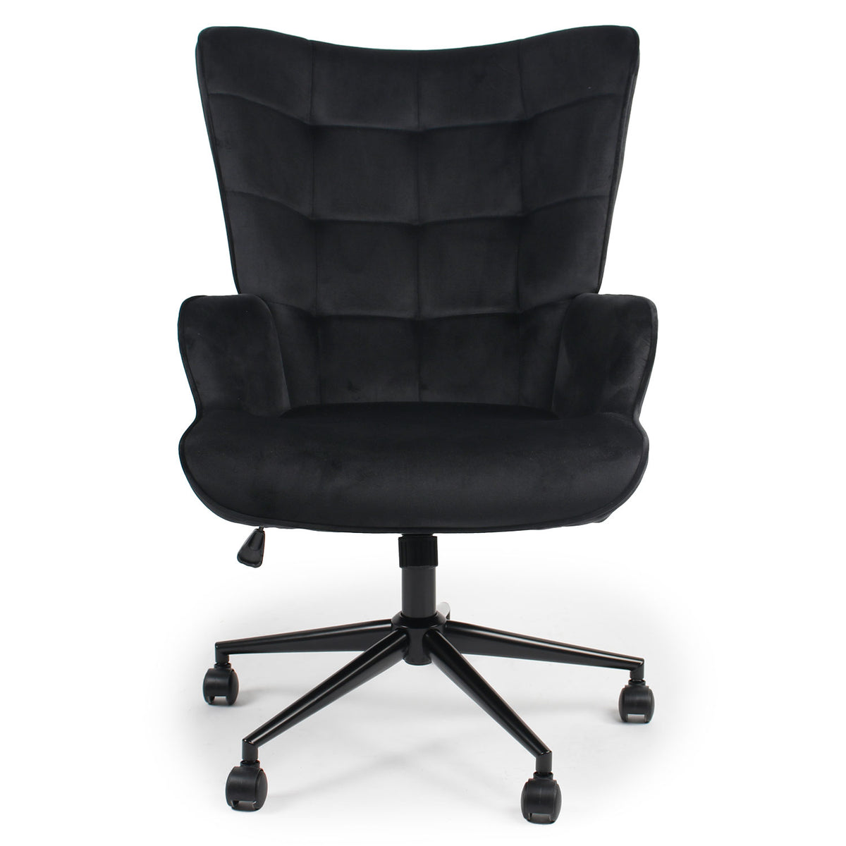 Fauteuil de bureau Beaso en velours noir à haut dossier