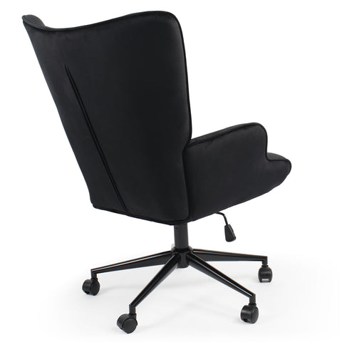 Fauteuil de bureau Beaso en velours noir à haut dossier