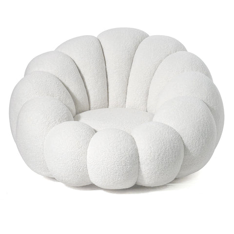 Fauteuil coquillage Basha tissu bouclette blanc