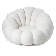 Fauteuil coquillage Basha tissu bouclette blanc