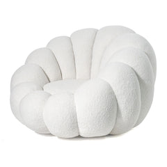 Fauteuil coquillage Basha tissu bouclette blanc