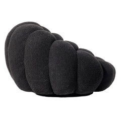Fauteuil coquillage Basha en tissu bouclette noir
