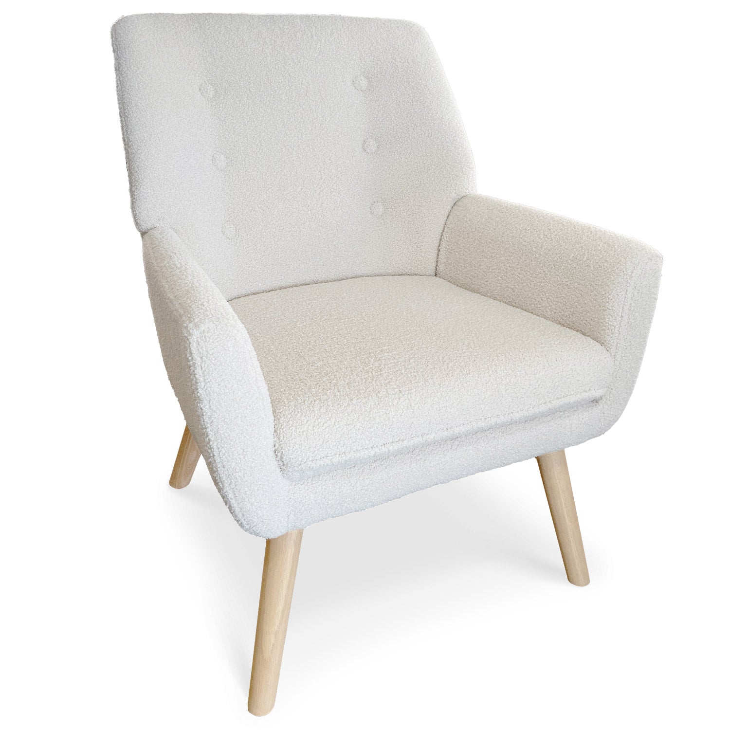 Fauteuil Gustav Tissu bouclette lainée Crème