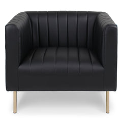 Fauteuil à coutures verticales Basta en simili noir