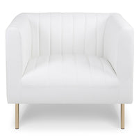 Fauteuil en simili cuir blanc avec coutures verticales