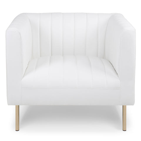 Fauteuil moderne à coutures verticales Sacramento Simili Blanc