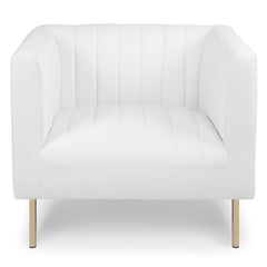 Fauteuil moderne à coutures verticales Sacramento Simili Blanc