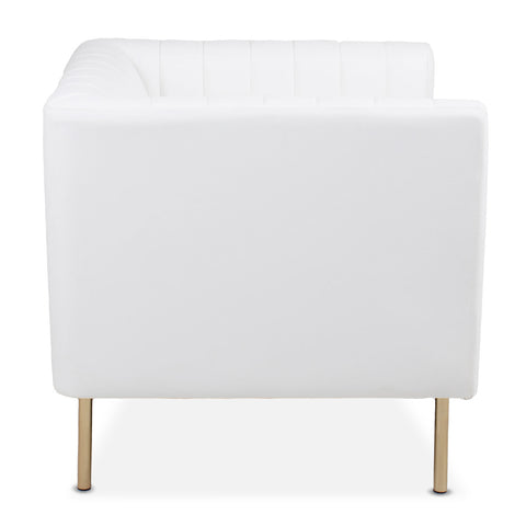 Fauteuil moderne à coutures verticales Sacramento Simili Blanc