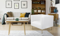 Fauteuil moderne à coutures verticales Sacramento Simili Blanc