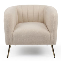 Fauteuil à pieds métal doré et tissu bouclette beige