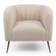 Fauteuil à pieds métal doré et tissu bouclette beige