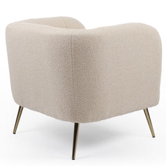 Fauteuil moderne Bombaro pieds métal doré et Tissu bouclette Beige